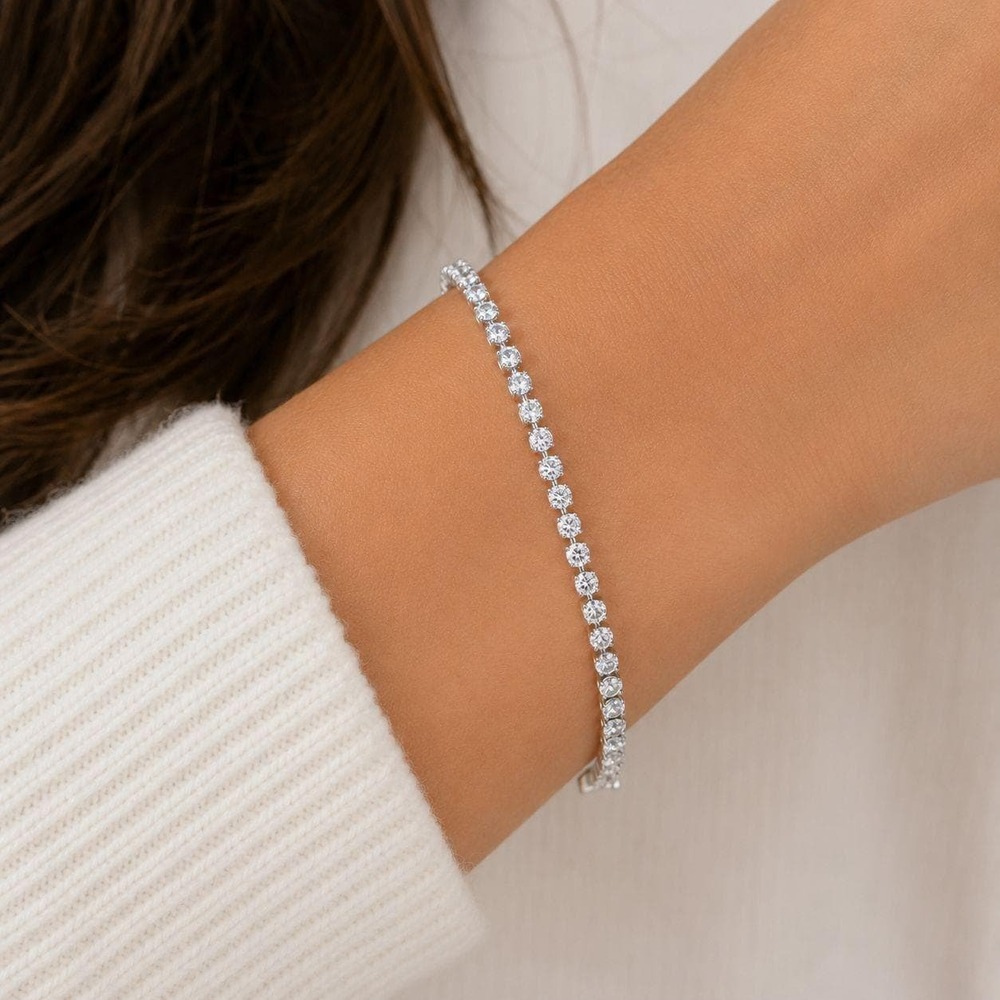 Clear Tennis Bracelet Made‎ with Swarovski Crystal 7.25 Inch 2.5mm